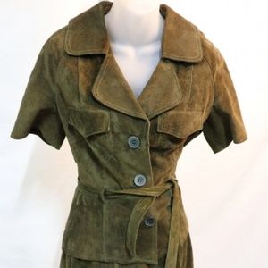 Vintage Suede and Leathercraft Skirt Suit